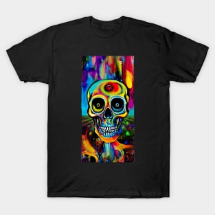 "Vibrant Delight: A Creative and Novel Colorful Skull Design" T-Shirt